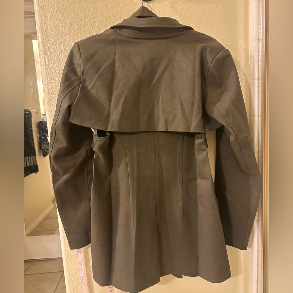 2/$50 NWT Choosy Olive Military Cutout Jacket w/Shoulder Pads/Pockets Multi size - Picture 4 of 6